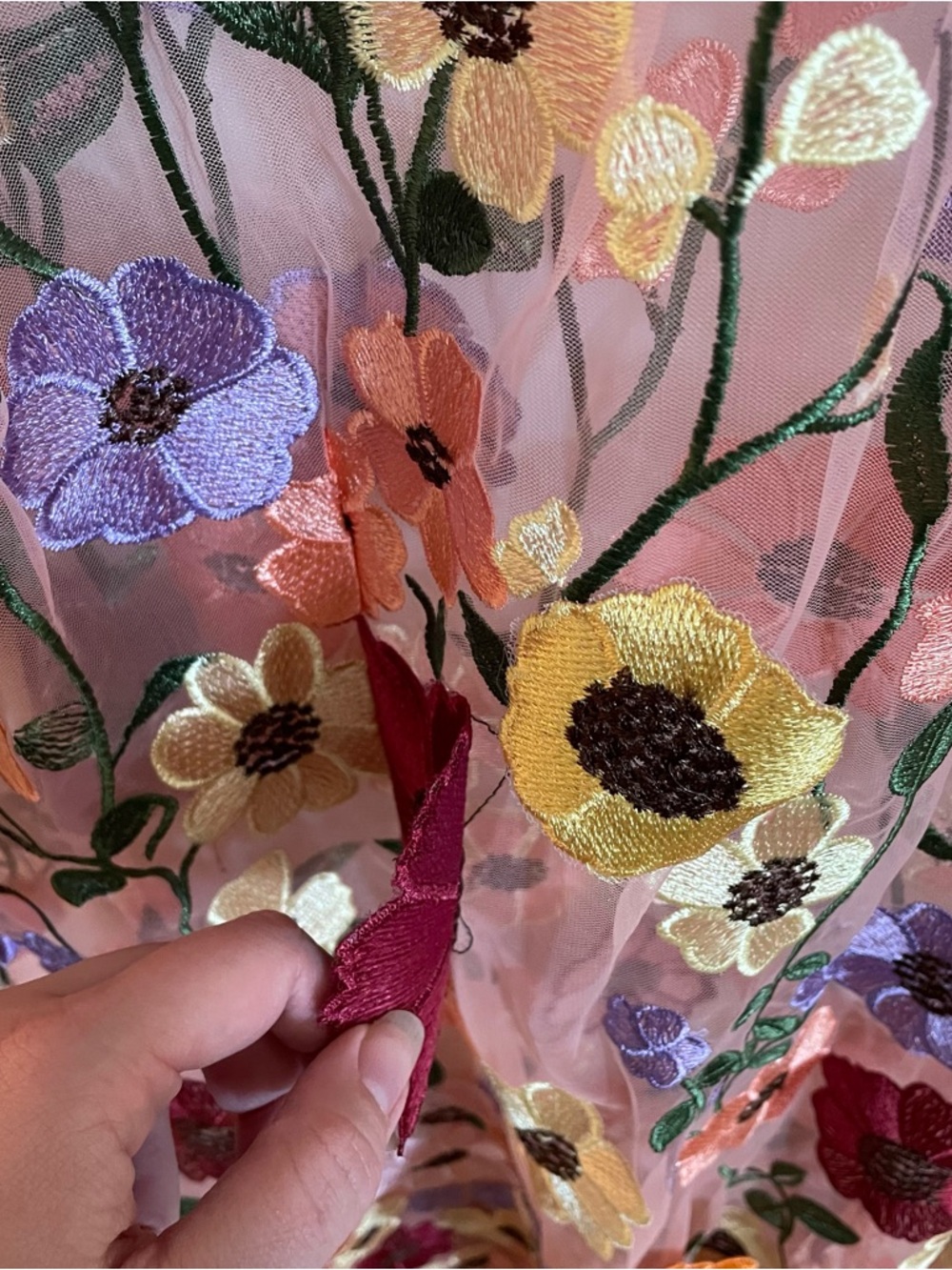 Finesse Sheer Floral Dress with Embroidered/Appliqué Flowers Folklore Size 2X - Picture 4 of 8